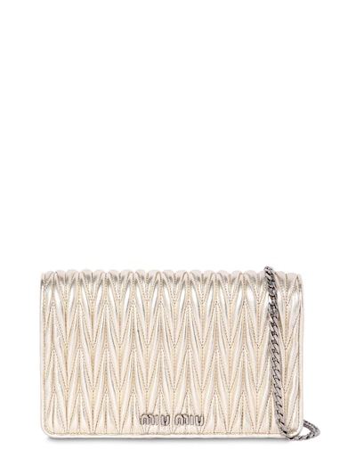 Miu Miu Mini Delice Quilted Leather Shoulder Bag In Light Gold