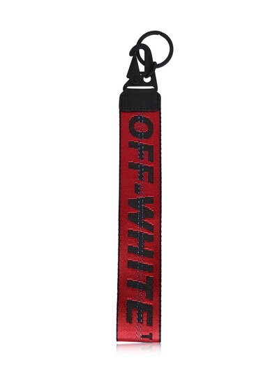 Off-white Industrial Webbing Key Chain In Red,black