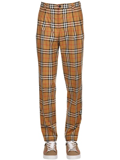 mens burberry check trousers