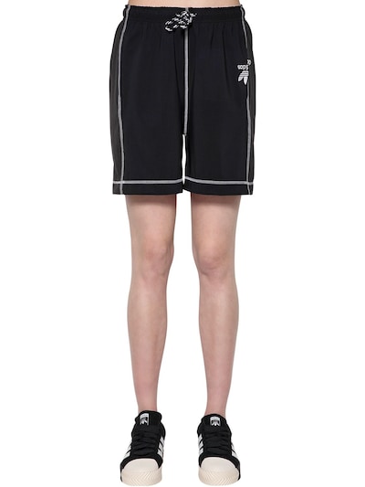 Adidas Originals By Alexander Wang - Tech satin & cotton shorts - Black Luisaviaroma