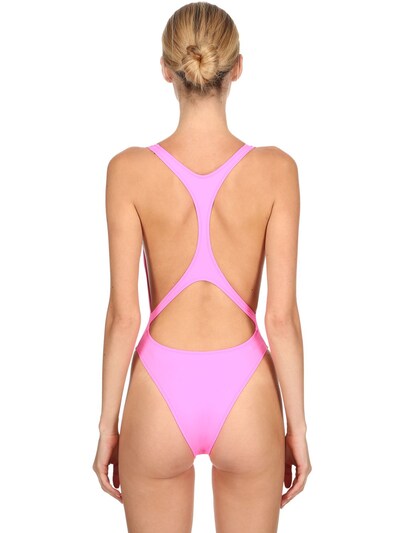 solid and striped pink one piece