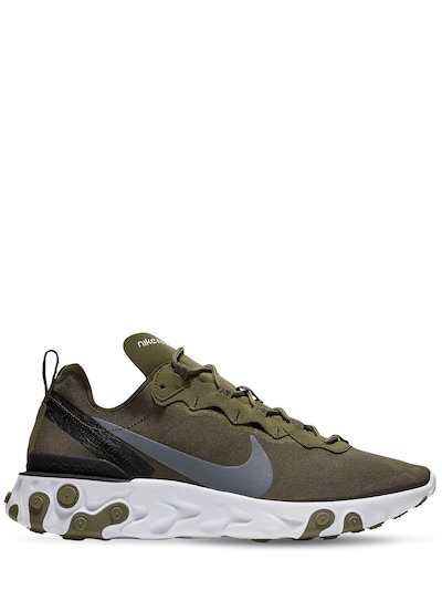 Nike React Element 55 Sneakers In Olive Green