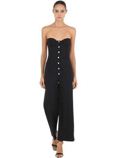 strapless striped jumpsuit