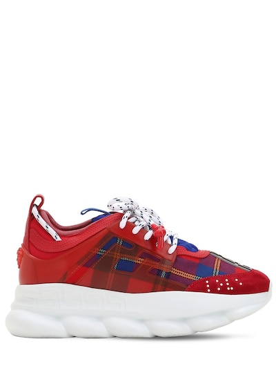 Versace Lvr Exclusive Chain Reaction Sneakers In Red