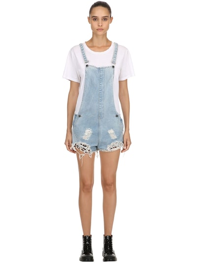 Luisaviaroma Women Clothing Dungarees Joan Repatched Destroyed Short Overalls 