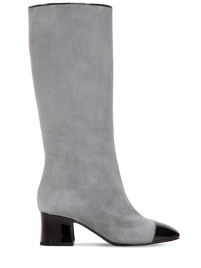 grey leather tall boots