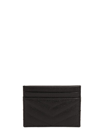 Shop Saint Laurent Monogram Grained Leather Card Holder In Black