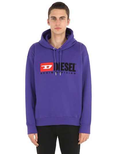 Diesel Logo Cotton Jersey Sweatshirt Hoodie In Purple