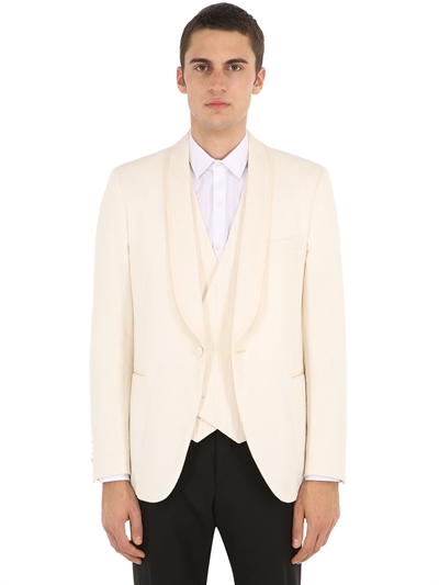 Lardini - Cotton blend smoking jacket - White | Luisaviaroma