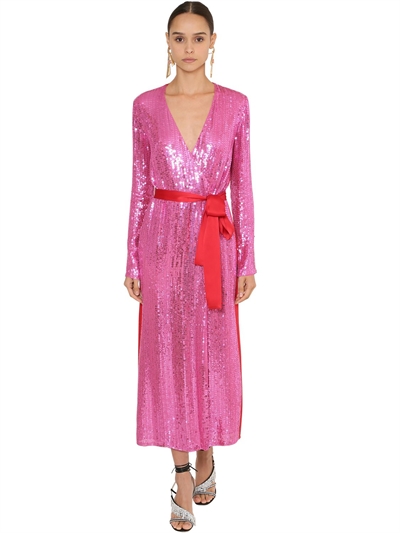 attico sequin wrap dress