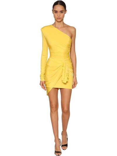 Alexandre Vauthier One Shoulder Draped Jersey Rib Kni Dress