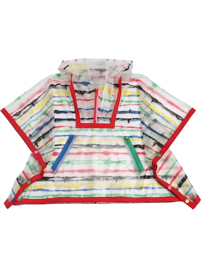 Luisaviaroma Girls Clothing Jackets Rainwear Stripe Printed Pvc Rain Poncho 