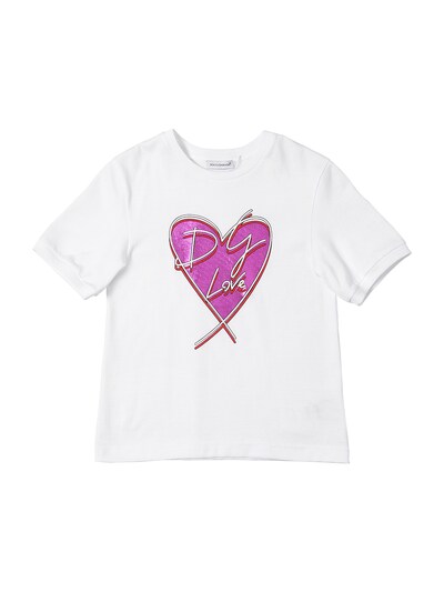 Dolce Gabbana D G Heart Print Cotton Jersey T Shirt Luisaviaroma