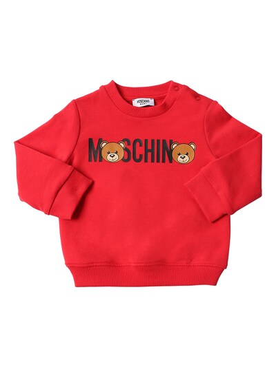 moschino logo shoulder crew neck sweatshirt