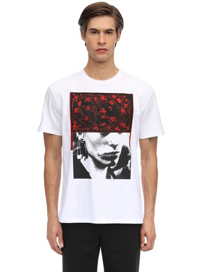 Raf Simons Enges T Shirt Mit Druck Luisaviaroma