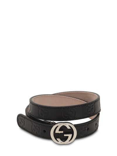 GUCCI Embossed Logo Leather Belt for Kids
