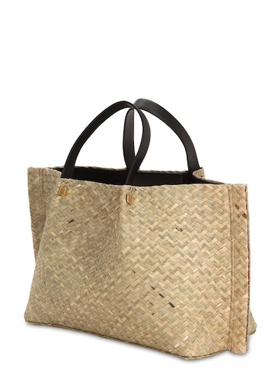 Style File | Mini Trend: Loewe's Leather-Trimmed Woven Raffia Tote