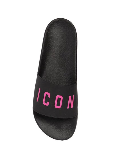DSQUARED2 ICON PRINTED RUBBER SLIDE SANDALS,66IGH4023-TTYZNW2