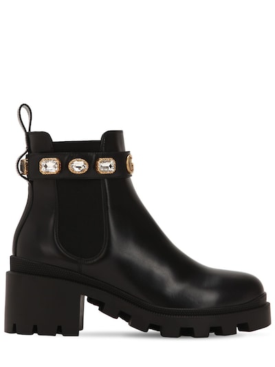 Gucci - 40mm embellished leather boots - Black | Luisaviaroma