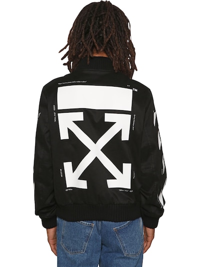 Off-White - Slim fit printed cotton bomber jacket - | Luisaviaroma