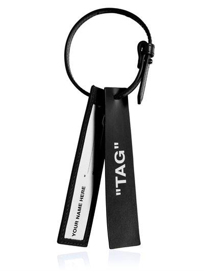OFF WHITE - PRINTED LEATHER ID TAG