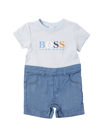 stretch denim romper