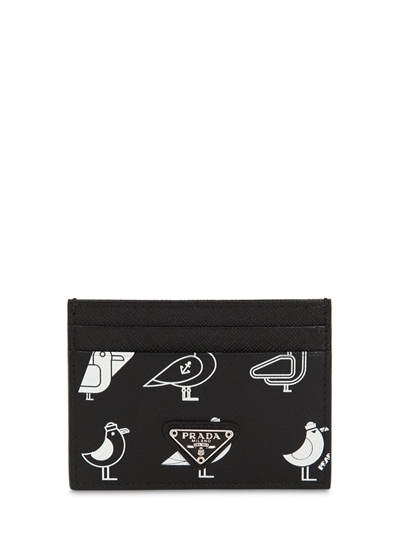 PRADA - PRINTED SAFFIANO LEATHER CARD HOLDER