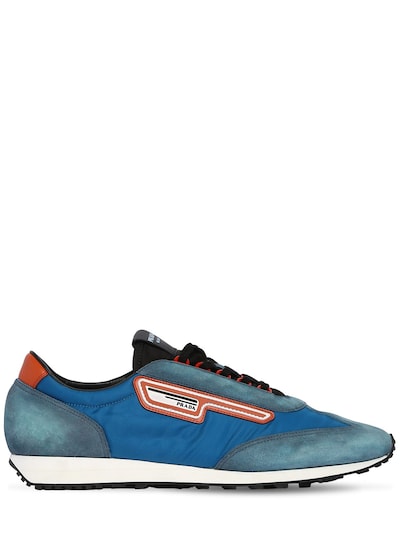 Prada - Milano 70 nylon & suede running sneakers - Blue | Luisaviaroma