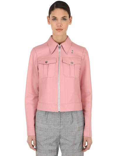 calvin klein pink leather jacket