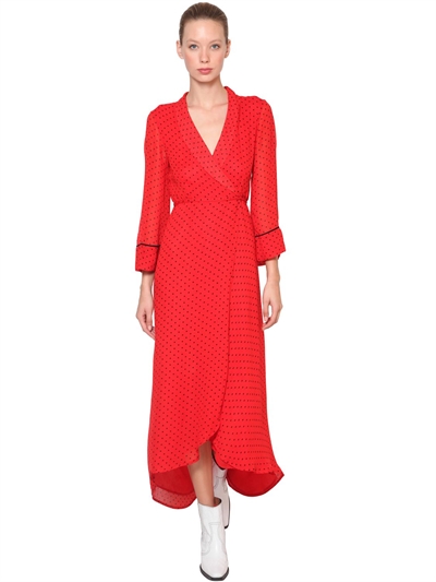 ganni red polka dot dress
