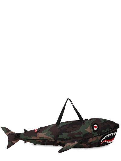 sprayground shark shaped duffle bag