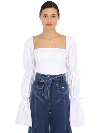Sara Battaglia - Ruffled cotton poplin 