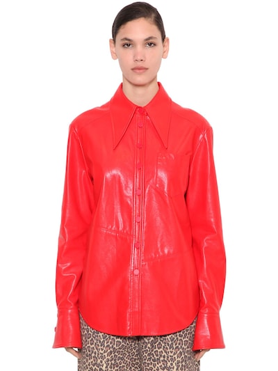 Annakiki Faux Leather Shirt In Red