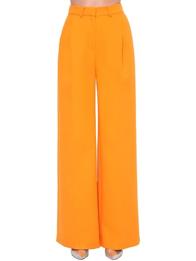 Annakiki High Waist Wide Leg Wool Blend Pants In Orange