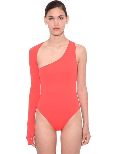 Annakiki Huawei Cut Out Off Shoulder Bodysuit In Red