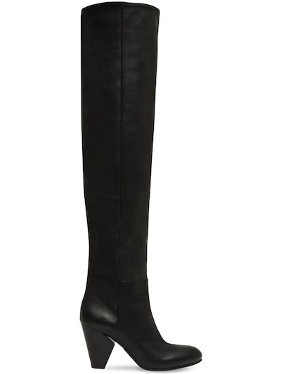 Strategia 80mm Leather Over The Knee Boots In Black