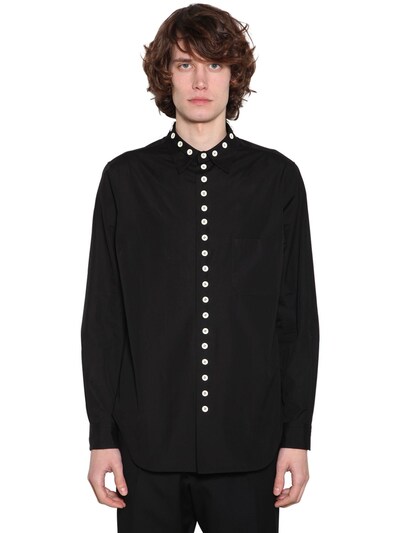 Yohji Yamamoto Cotton Poplin Shirt W/ Buttons In Black