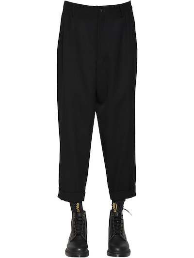 Yohji Yamamoto Wool & Cotton Gabardine Pants In Black