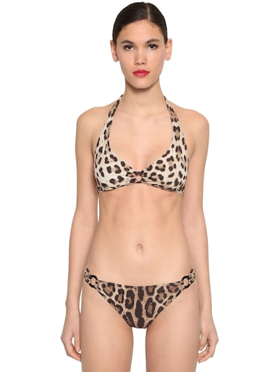 Dolce & Gabbana Leopard Print Lycra Triangle Bikini