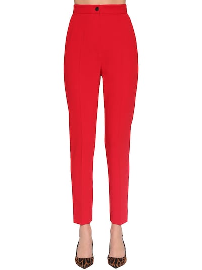 Dolce & Gabbana High Waist Wool Pants In Red