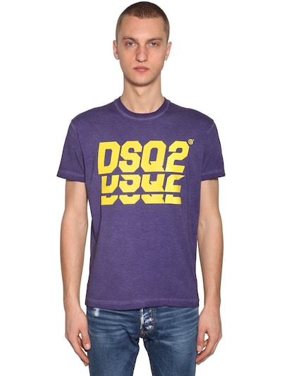 Dsquared2 Printed Cotton Jersey T-shirt In Purple