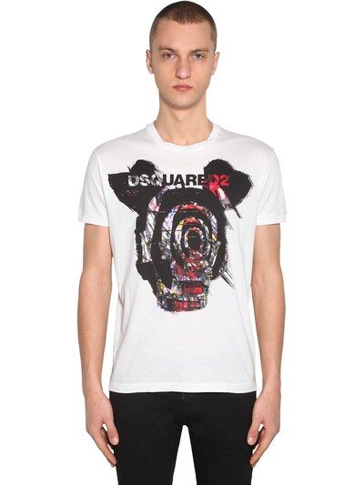 DSQUARED2 PRINTED COTTON JERSEY T-SHIRT,70I04Y055-MTAW0