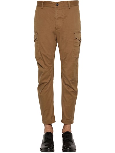 DSQUARED2 16CM SEXY STRETCH COTTON CARGO PANTS,70I04Y093-MTMY0