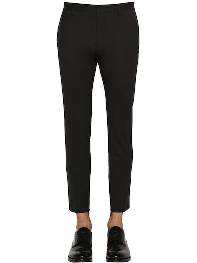 Dsquared2 Skinny Dan Stretch Worsted Wool Pants In Black
