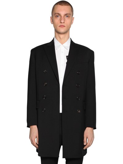 Dsquared2 Double Breast 80's Fit Wool Cady Coat In Black