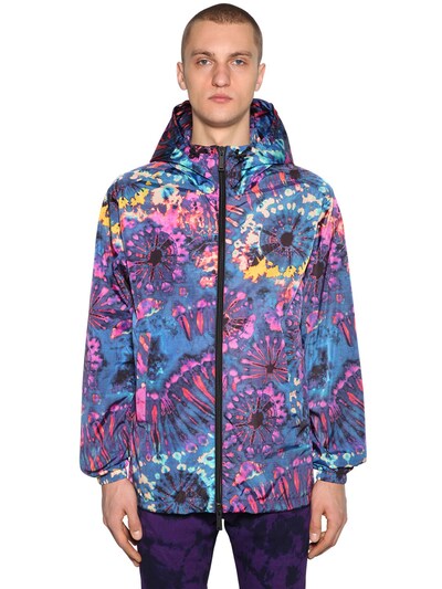 Dsquared2 Hooded Printed Nylon Casual Jacket In Multicolor