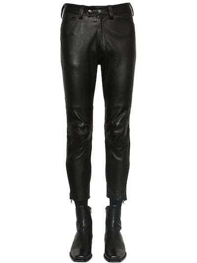 Ann Demeulemeester Leather Biker Pants In Black