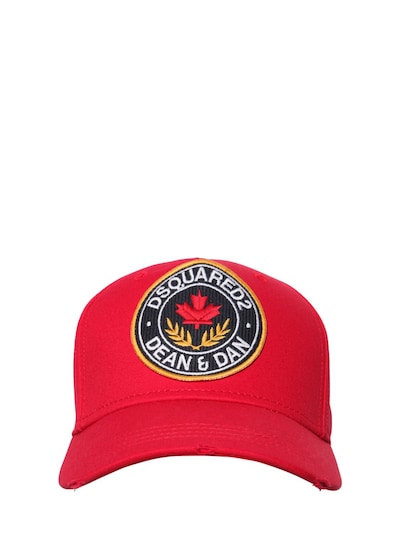 Dsquared2 Cotton Gabardine Baseball Hat In Red