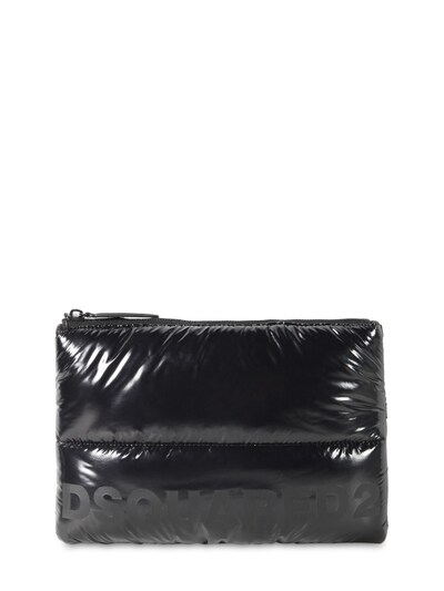 Dsquared2 Logo Coated Nylon Blend Pouch In Black