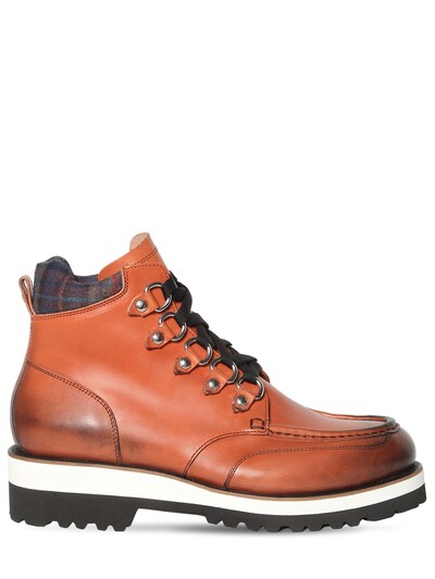 Dsquared2 50mm Leather Lace Up Ankle Boots In Brick Red